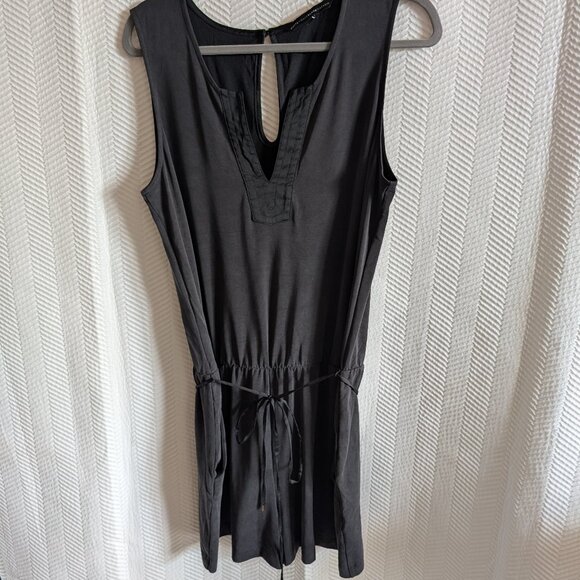 White House Black Market Sandwashed SL Jersey Romper Washed Black Medium - Picture 2 of 11